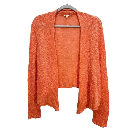 Eileen Fisher Sweaters - Eileen Fisher Linen Blend Open Front Cardigan Womens Large Coral Peach Open Knit